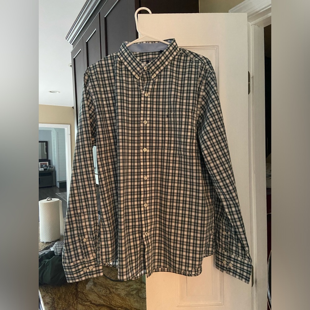 Izod Green Plad Dress Shirt
